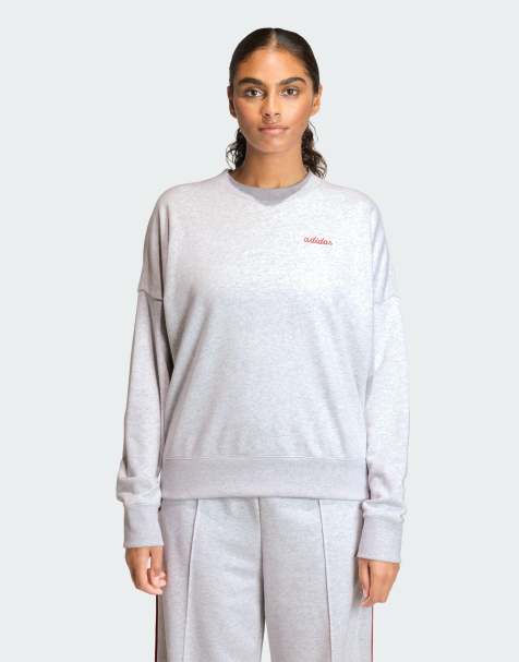 adidas performance sweatshirt with embroidered graphic in light grey