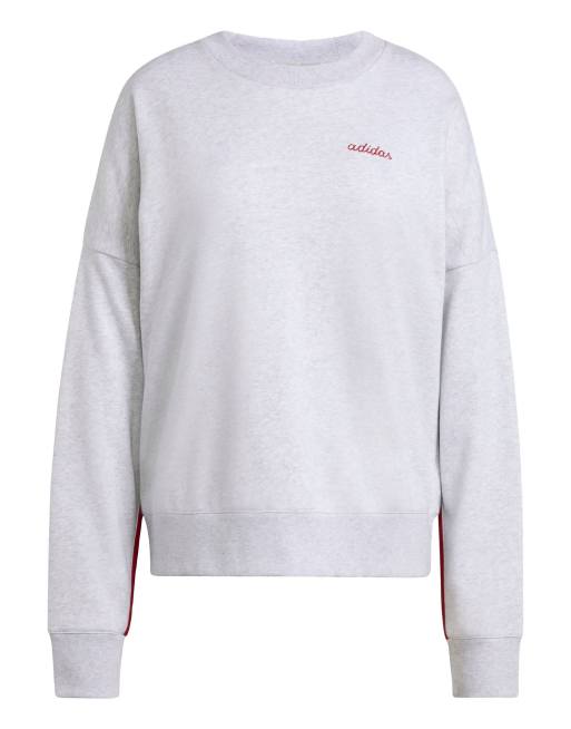 adidas performance Seasonal Essentials Colorpop sweatshirt with embroidered graphic in light grey heather / active maroon, 4 of 4