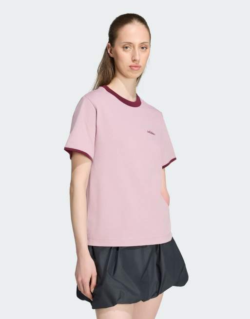 adidas performance Seasonal essentials colorpop t-shirt with embroidered graphic in magic mauve / maroon, 1 of 4