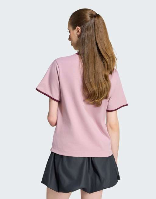 adidas performance Seasonal essentials colorpop t-shirt with embroidered graphic in magic mauve / maroon, 2 of 4