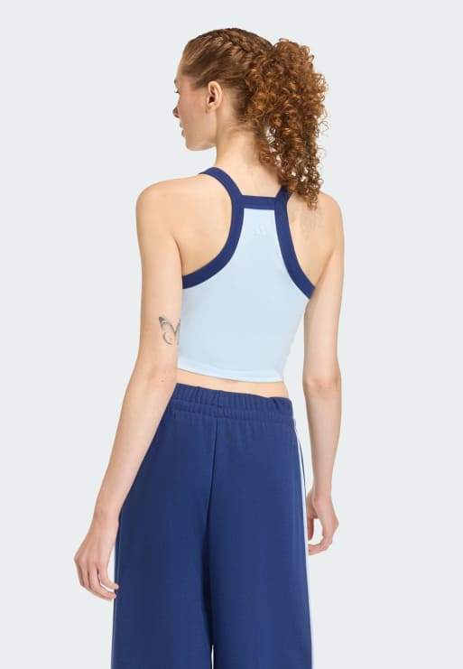 adidas performance Seasonal Essentials Colorpop tank with embroidered graphic in crystal sky / white, 2 of 4