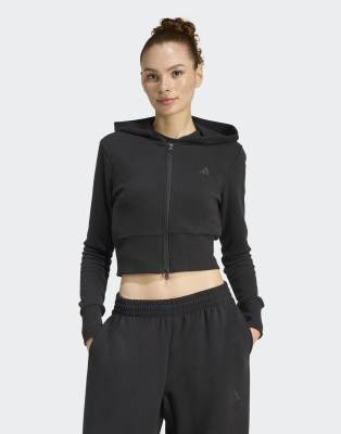 adidas Performance - Seasonal Essentials - Trainingsoberteil aus French Terry in Schwarz mit durchgehendem Reißverschlus...