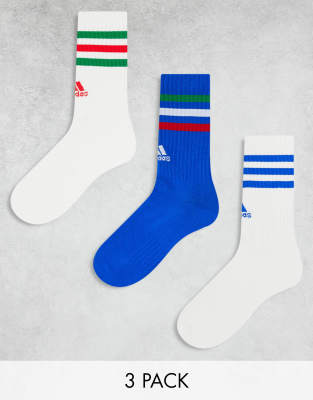 adidas Performance - Set van 3 paar sportsokken in blauw en wit
