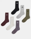 [adidas performance] adidas Performance socks in brown grey green 6 pack-Multi L khaki