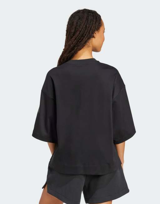 adidas Performance – Soft Lux – Czarny T-shirt o luźnym kroju