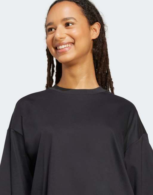 adidas Performance – Soft Lux – Czarny T-shirt o luźnym kroju, 2 z 4