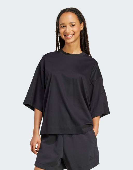 adidas Performance – Soft Lux – Czarny T-shirt o luźnym kroju, 4 z 4