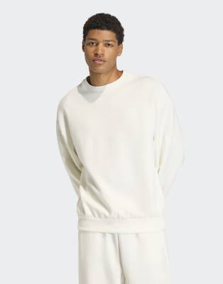 Adidas Uomo Bianco Soft Lux Sweatshirt - Felpe - Taglia Xxl - Poly Mesh - Immagine 3
