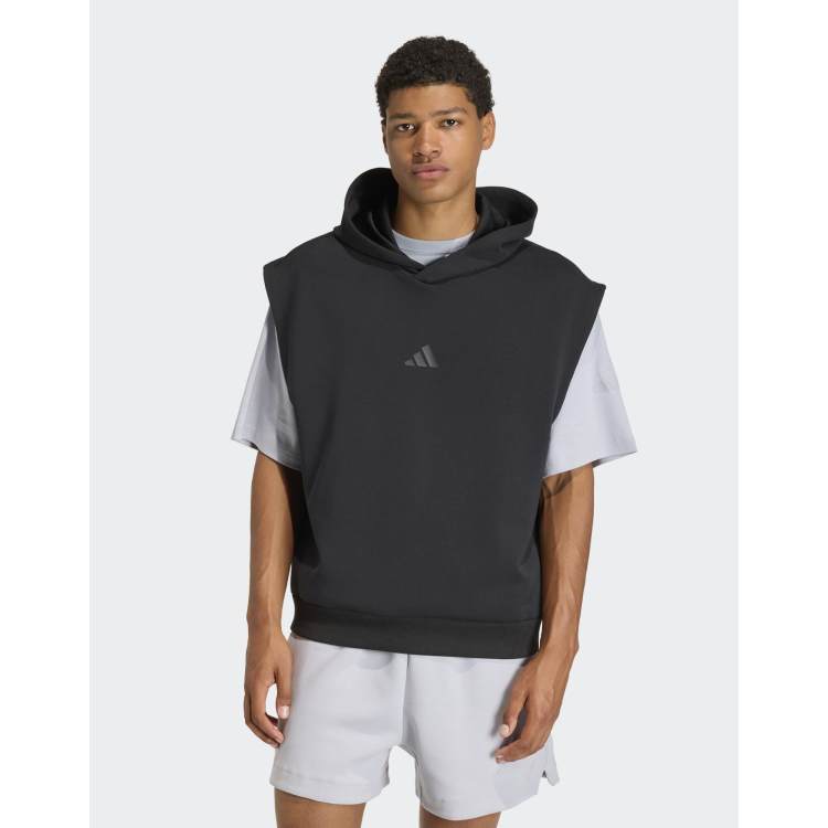 adidas performance Soft lux hooded vest in black | ASOS