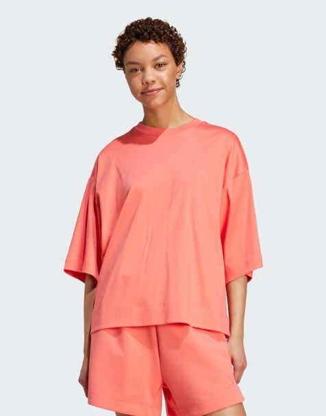 adidas performance Soft lux loose tee in semi turbo