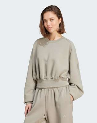 adidas Performance - Soft Lux - Loose-Fit-Sweatshirt in Silver Pebble-Silber