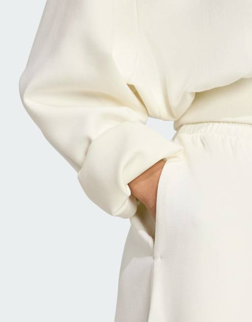adidas performance Soft lux loose sweatshirt in off white, 4 of 4