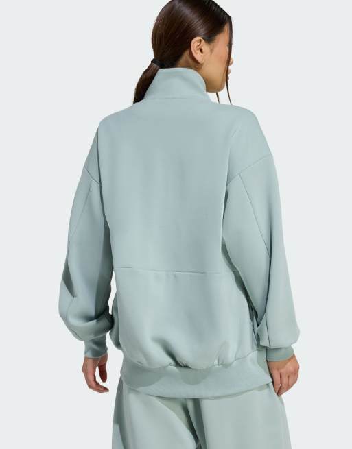 adidas Performance - Soft Lux - Losvallende top met rits in saliegroen, 3 van 4