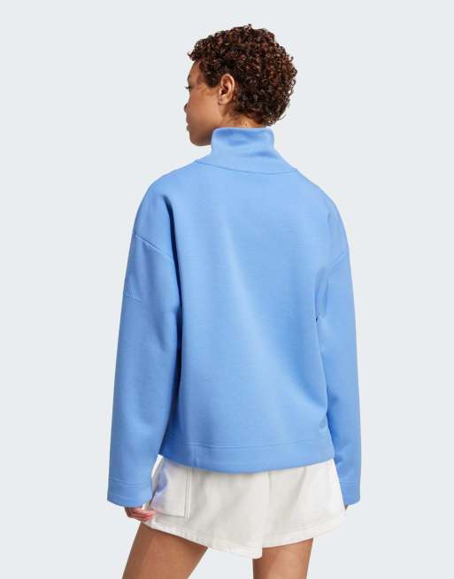 adidas Performance – Soft Lux – Oberteil in Blue Fusion mit kurzem Reißverschluss