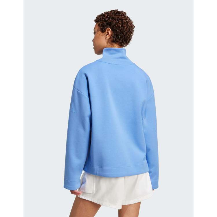 adidas performance Soft lux quarter-zip in blue fusion | ASOS