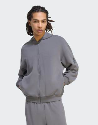Adidas Homme Gris Sweatshirt À Capuche Zippé Soft Lux - Image 2