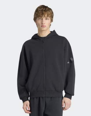 Adidas Noir Sweatshirt À Capuche Zippé Soft Lux - Image 2