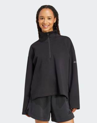adidas Performance - Soft Lux - Sweatshirt in Schwarz mit kurzem Reißverschluss