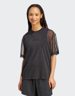 adidas Performance - Soft Lux - T-Shirt aus Netzstoff in Schwarz