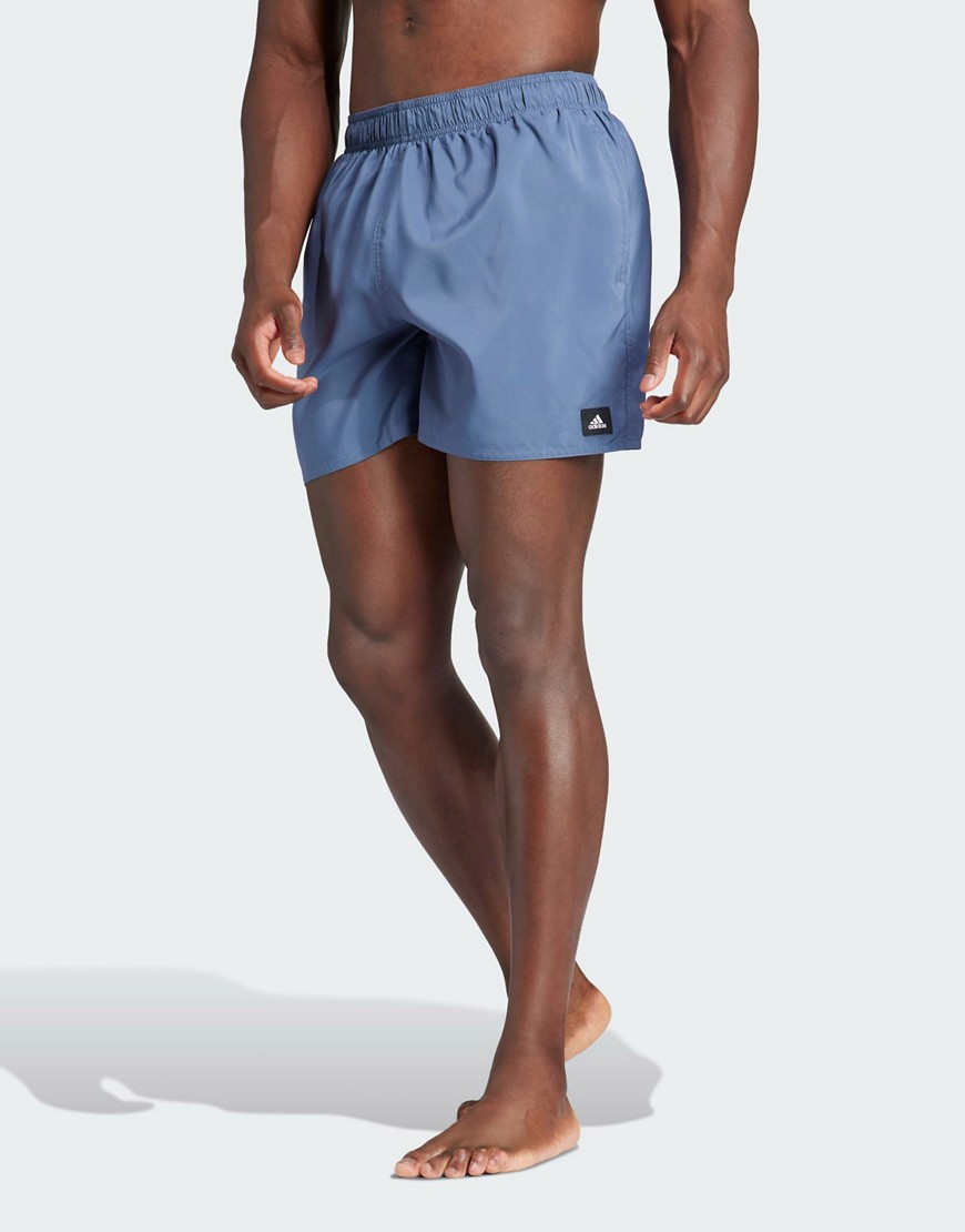 adidas Performance solid CLX short-length swim shorts in blue