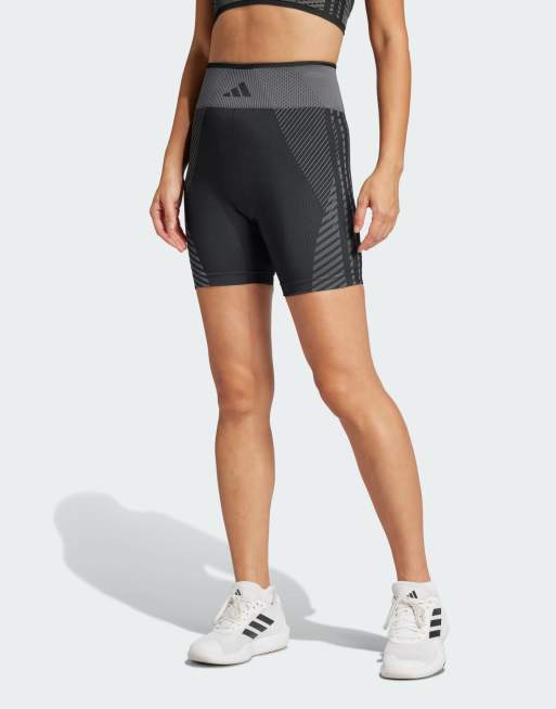 adidas Performance - Sorte/grå strikkede 5-tommer-træningsleggings