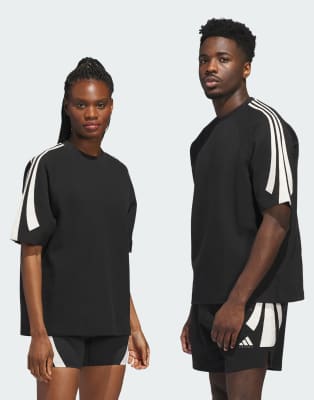 adidas Performance - Spacer - Kurzärmliges Unisex-Basketball-Sweatshirt in Schwarz