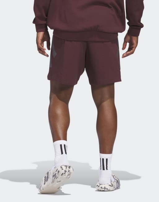 adidas performance - Spacer - Short unisexe style basketball - Rubis crépuscule et marron, 4 de 4