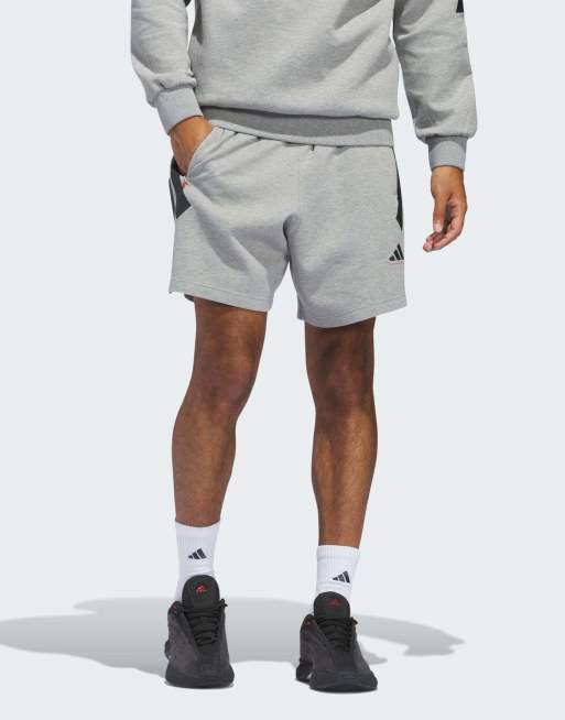 adidas Performance – Spacer – Unisex-Basketball-Shorts in meliertem Mittelgrau