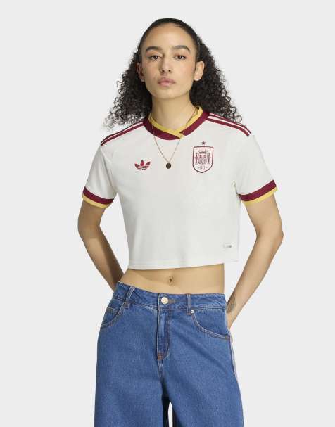 adidas Performance – Spanien 26 – Cropped-Auswärtstrikot in Wollweiß - view 1