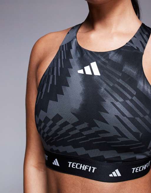 adidas Performance - Sport-bh met medium ondersteuning en print in zwart, 4 van 4