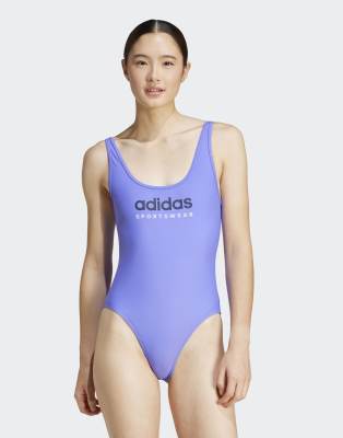 adidas Performance - Sportbekleidung - Badeanzug in Kobaltblau und Dunkelblau mit U-Rückenausschnitt