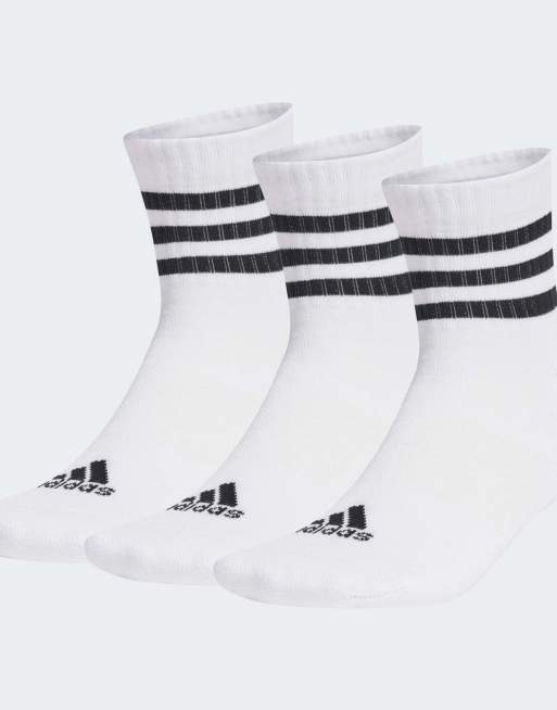 adidas Performance - Sportstøj - Pakke med 3 par hvide sportssokker med lavt snit, 3 sorte striber og stødabsorbering