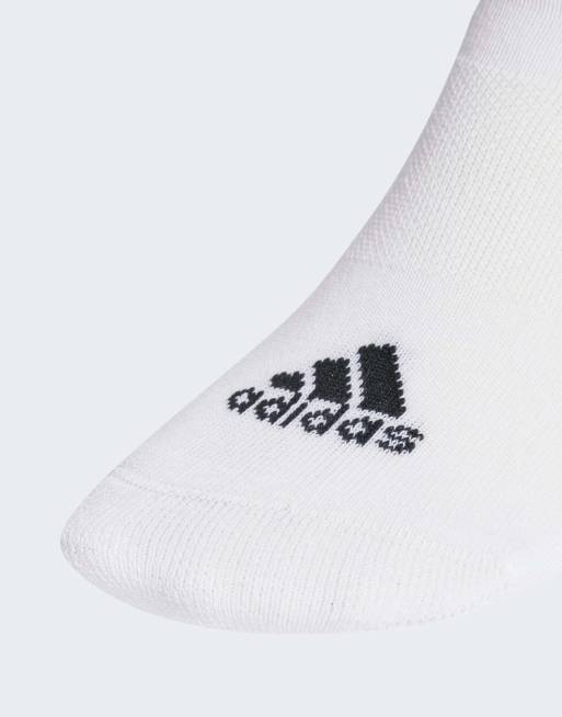 adidas Performance - Sportstøj - Pakke med 3 par hvide sportssokker med lavt snit, 3 sorte striber og stødabsorbering, 3 af 3