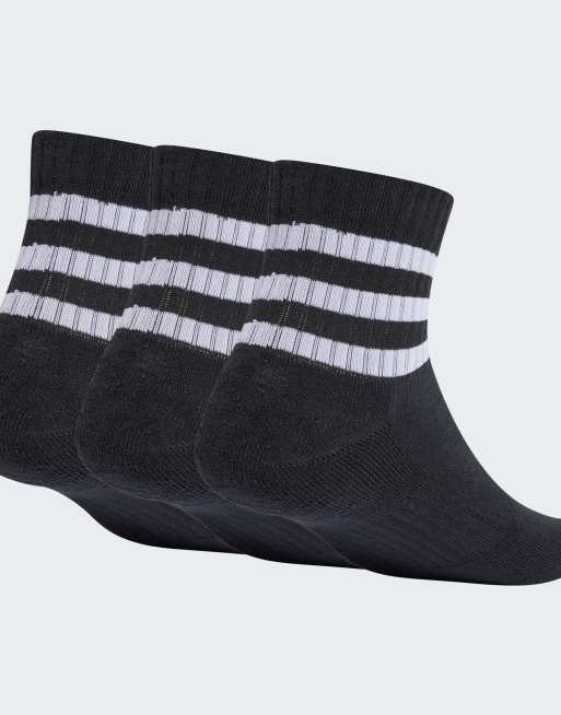 adidas Performance - Sportstøj - Pakke med 3 par sorte sokker med lavt snit, stødabsorbering og 3 hvide striber