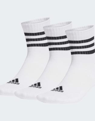 adidas Performance - Sportswear - 3 Paar niedrig geschnittene, gepolsterte Socken in Weiß / Schwarz mit drei Streifen