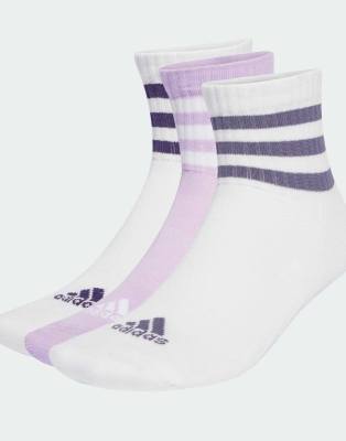 adidas performance - Sportswear - 3 Paar niedrig geschnittene, gepolsterte Socken in Weiß/Weiß/Powder Plum mit den 3 Str...