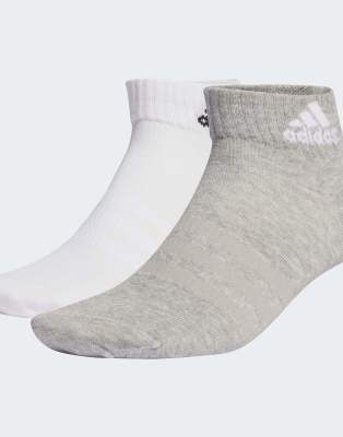 adidas performance - Sportswear - 6 Paar dünne, leichte Knöchelsocken in meliertem Mittelgrau / Weiß /