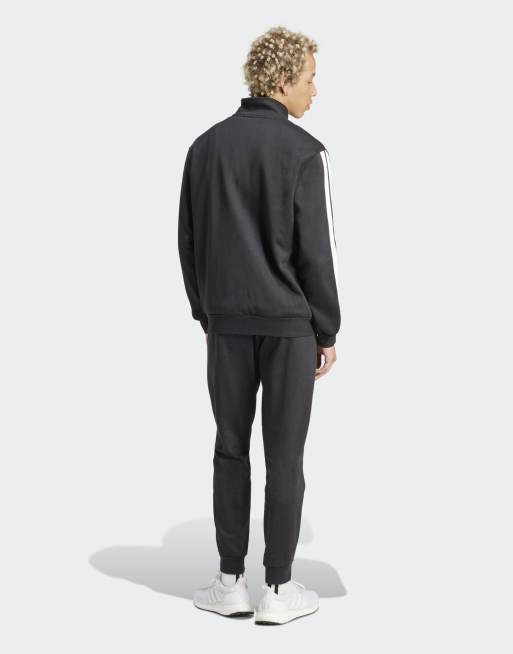 adidas performance – Sportswear Basic – Czarny dres z 3 paskami podszyty polarem, 2 z 4