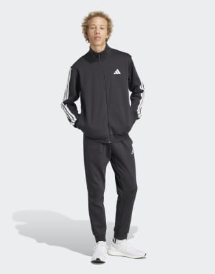 Performance - Sportswear - Basic-Trainingsanzug aus Fleece in Schwarz mit den drei Streifen Schwarz XL