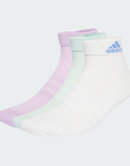 adidas Performance - Sportswear - Confezione da 3 paia di calzini sportivi imbottiti alla caviglia prugna polvere, bianco e menta sfocato