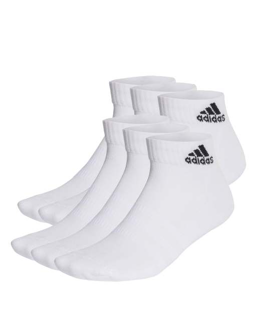 adidas performance Sportswear Confezione da 6 paia di calzini ammortizzati alla caviglia bianchi ASOS