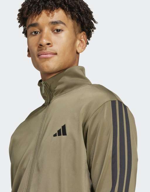 adidas Performance - Sportswear - Tuta sportiva basic in tricot verde oliva con logo a 3 strisce, 4 di 4