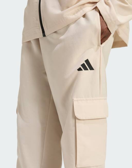 adidas performance Sportswear woven cargo tracksuit in crystal linen, 3 of 4