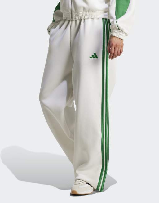 adidas performance Stadium 3-stripes track pants in white / green, 5 of 5