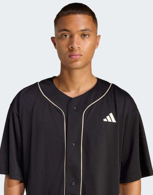 adidas performance Stadium mesh baseball shirt in black, 2 of 5