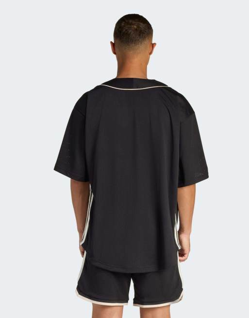 adidas performance Stadium mesh baseball shirt in black, 4 of 5