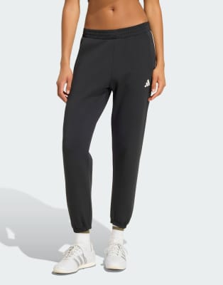 Adidas Donna Nero Stadium Small Logo Pant - Pantaloni - Taglia S (34-36) - Jersey Di Cotone - Immagine 3