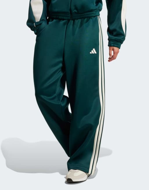 adidas performance – Stadium – Spodnie sportowe z 3 paskami w kolorze ciemnozielonym i złamanej bieli