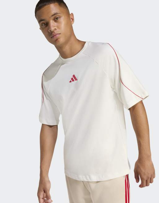 adidas performance - Stadium - T-shirt bianco sporco/puro rubino, 3 di 4