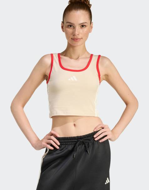 adidas performance Stadium tank in crystal linen / pure ruby / - view 1